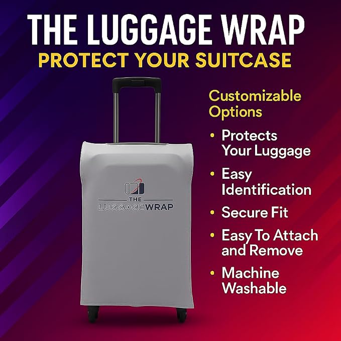 Large Graceful Gray Water-Resistant Luggage Covers for Suitcase TSA Approved for 27"-29" - Durable Patented Design Suitcase Covers for Luggage, Fundas para Maletas, Travel Accessories