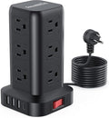 Extension Cord with Multiple Outlets, SMALLRT Surge Protector Power Strip Tower, 10FT Outlet Extender with 12 AC Outlets 4 USB, Power Strip with USB Ports for Home Office Dorm Room,Overload Protection