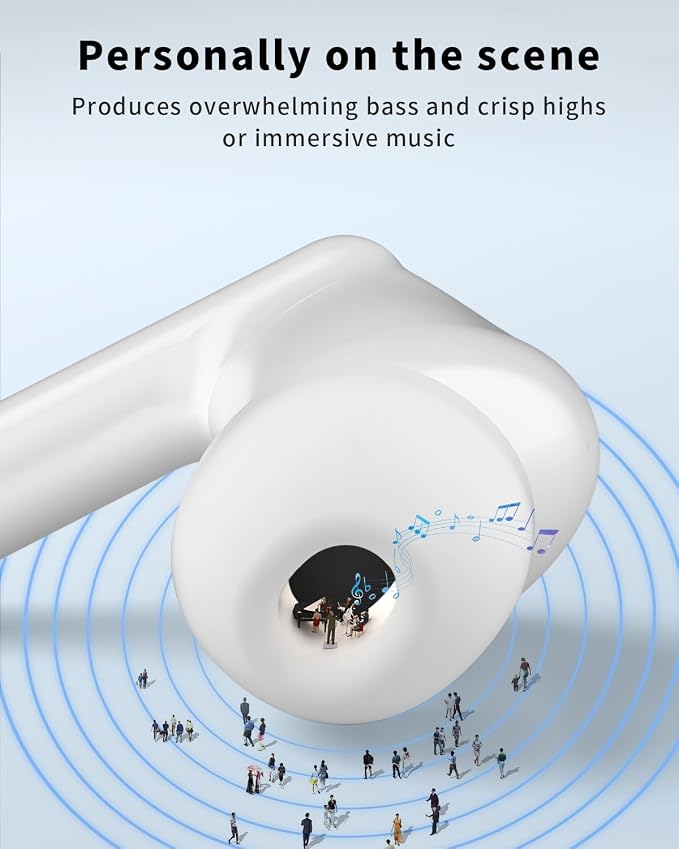 Wireless Earbuds, Bluetooth 5.4 Headphones with 50H Playback, Deep Bass Stereo Ear Buds Clear Calls with LED Power Display, IPX7 Waterproof, in-Ear Earphones with Mic for Phone/Android/iPad, Ash Gray