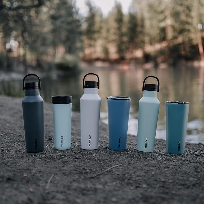 Corkcicle Classic Sport Canteen - Insulated Stainless Steel Water Bottle - Compact & Travel-Friendly - Durable - Dishwasher Safe - BPA Free - Non-Slip Silicone Base - 20 oz - Sage Mist