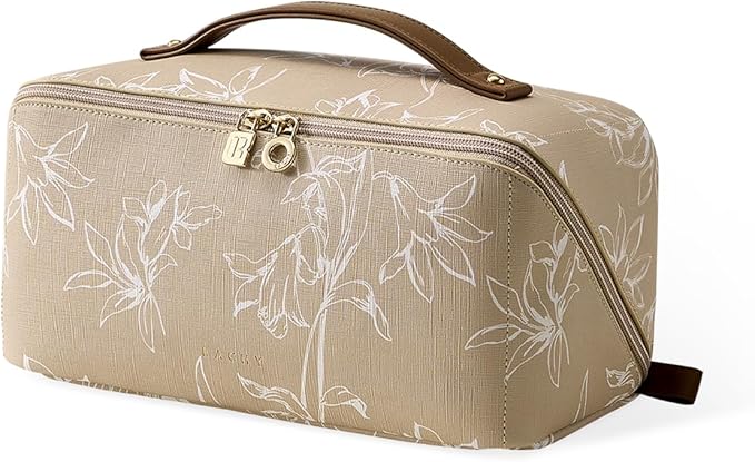 EACHY Makeup Bag, Makeup Organizer Toiletry Bag for Women, Travel Cosmetic Bag with Handle & Compartments