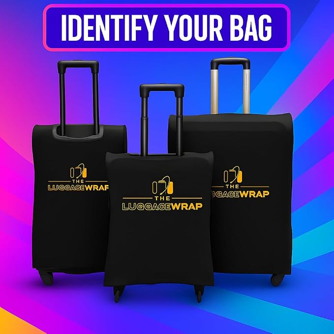 Small Classic Black Water-Resistant Luggage Covers for Suitcase TSA Approved for 19"-21" - Durable Patented Design Suitcase Covers for Luggage, Fundas para Maletas, Travel Accessories