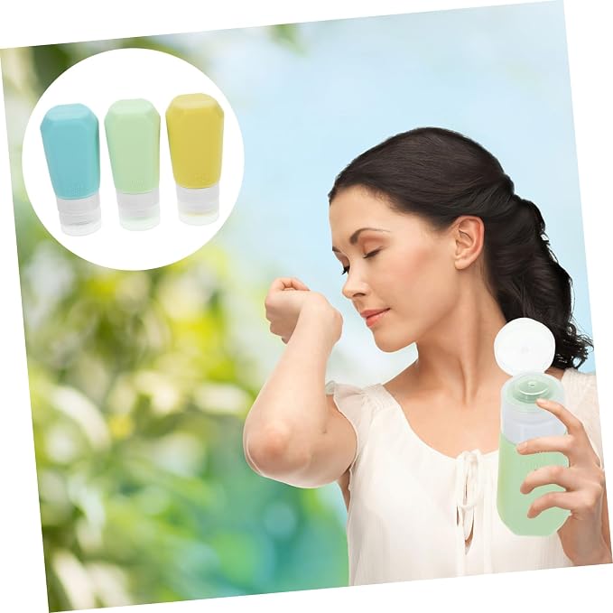 3pcs Silicone Travel Toiletries Set Shampoo Lotion Bottles Leak Containers for Face Wash Body Wash and Cosmetics for Travel and Go Use Style