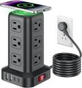 Extension Cord with Multiple Outlets, SMALLRT Surge Protector Power Strip Tower, Outlet Extender with 12 AC Outlets 4 USB, 6.5FT Extension Cord for Home Dorm Room, Office Supplies,Overload Protection