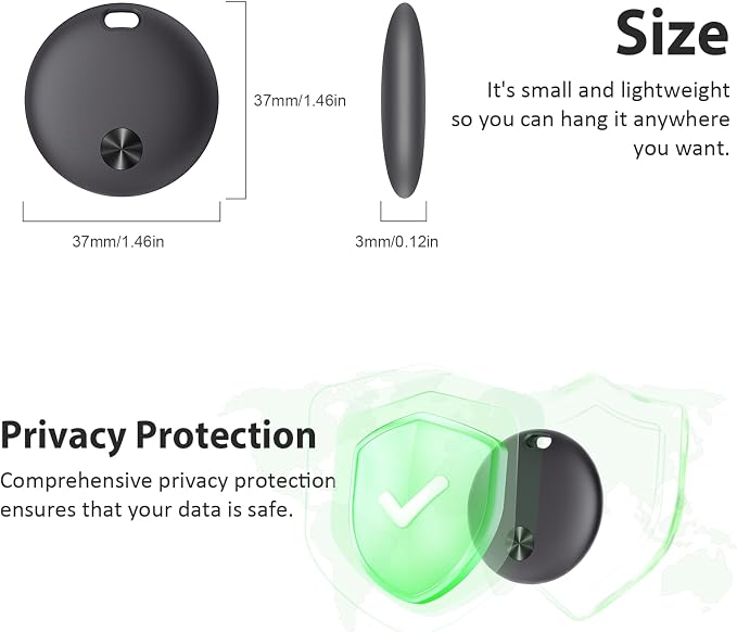 Tracker Tags- 4 Pack, Bluetooth Trackers Works with Apple Find My APP (iOS Only), 92 dB Sound, Replaceable Battery, Smart Tracking Tag Keys Finder and Item Locator for Keys, Bags, Luggage, Wallet, etc