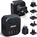 Upgraded 2000W Voltage Converter US to Europe for Hair Dryer - 220V to 110V Converter for European Travel, Power Converter Adapter Combo with 2 PD/QC & UK/AU/US/IT/European Travel Plug Adapters