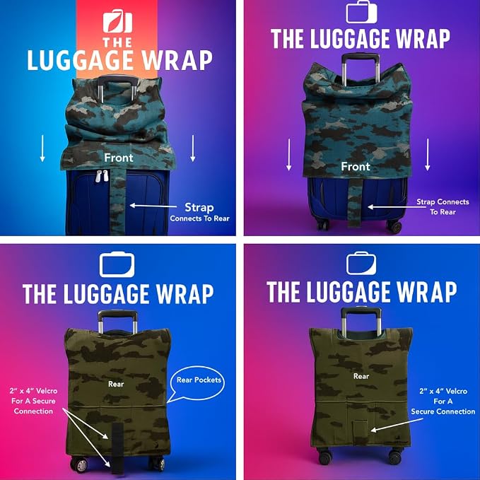 Large Confident Camouflage Water-Resistant Luggage Covers for Suitcase TSA Approved for 27"-29" - Durable Patented Design Suitcase Covers for Luggage, Fundas para Maletas, Travel Accessories
