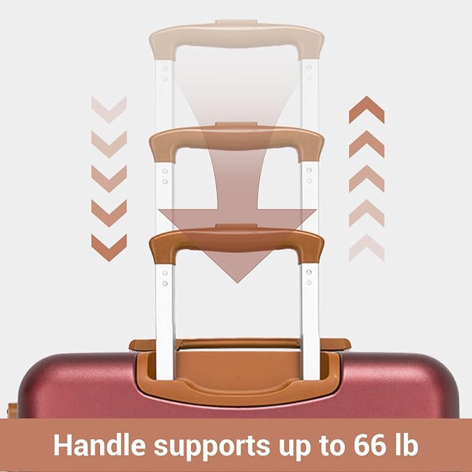 Kono 28 Inch Large Suitcase, Expandable for Long Trips, Impact-Resistant ABS+PC & Silent Wheels, Burgundy