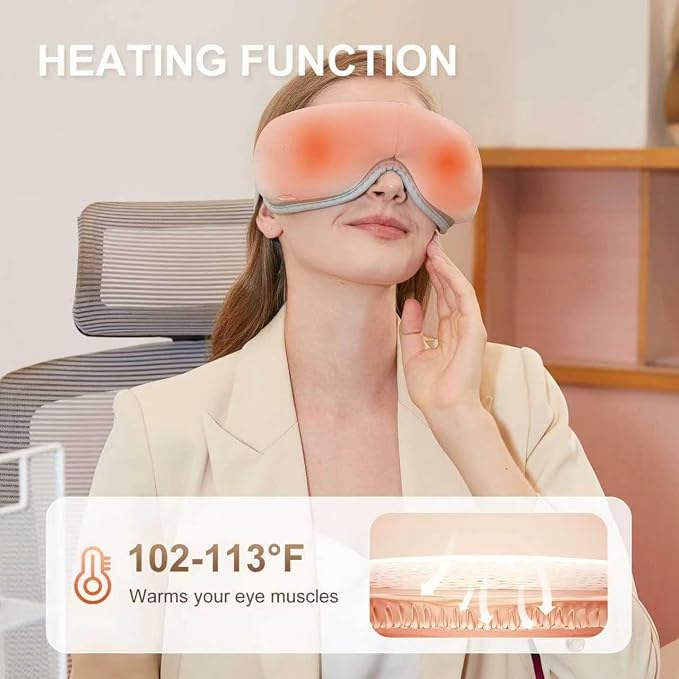 LAOBEN Eye Massager with Heat, Fathers Day Birthday Gifts for Men Women Her Him,Handheld Massager with Light-Blocking Design, Reduce Strain