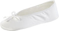 Isotoner Women's Satin Ballerina Slippers with Classic Ribbon Bow and Suede Sole