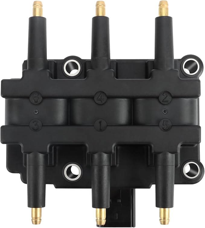 Ignition Coil Pack Spark Plug fit for 3.3 3.8 Chrysler Town & Country Pacifica, Dodge Grand Caravan, Jeep Wrangler 2001 2002 2003 2004 2005 2006 2007 2008 2009 2010, 1pc Coil & 6pcs Spark Plugs