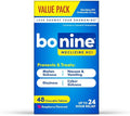 Bonine 48 ct. Non Drowsy Motion Sickness Relief, Sea Sickness, Car Sickness, Nausea, & Vomiting - Meclizine HCI 25mg, Travel-Sized - Raspberry Chewable Tablets