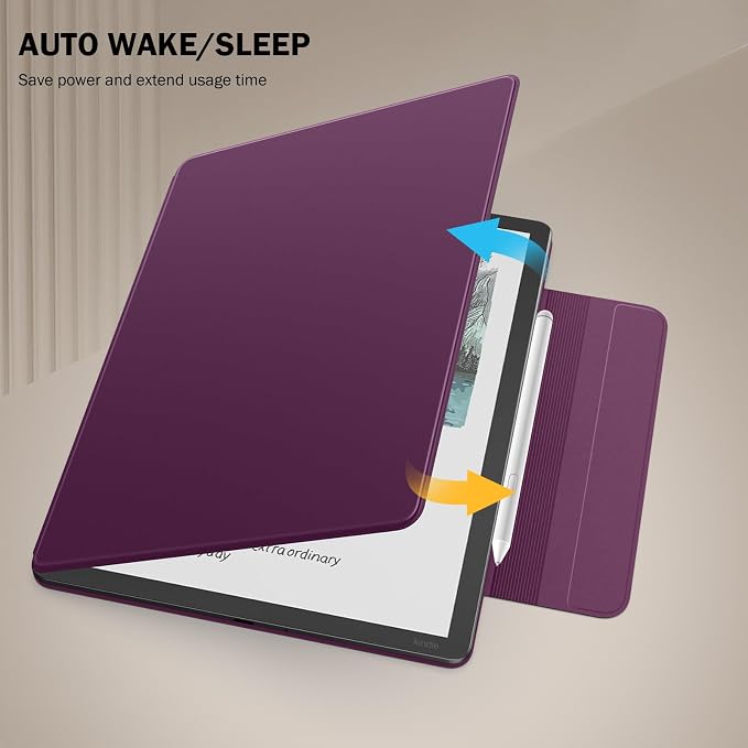 MoKo Magnetic Case for All-New 11" Kindle Scribe 2025(3rd Generation) & Kindle Scribe Colorsoft 2025(1st Generation) - Slim Folio Premium PU Leather Cover with Pen Clasp & Auto Sleep Wake, Dark Purple