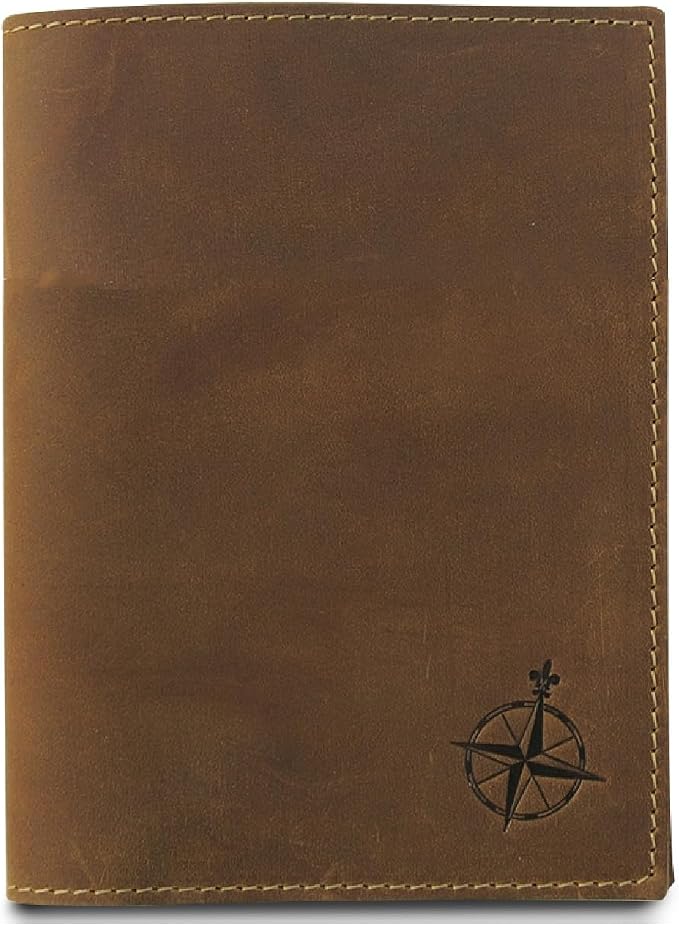 WANDERINGS Leather Travel Wallet with Passport Holder - 5.5" x 4" - Genuine Leather Case with RFID Blocking for Men and Women - Folding Wallet for Passports