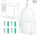 Hicarer 2 Pcs One Gallon Jug Storage Rack Wall Mounted Heavy Duty Steel Wall Rack for 1 Gallon Bottle Round Water Jug Holder with Hardware Hand Sanitizer 6-3/4" W x 5" H x 6-1/2" D (White)