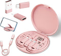 USB to USB-C Adapter, USB C Charging Cable Adapter Kit Contains Multiple OTG Adapters for USB Type C/USB A/USB C Male Cable/Micro USB, Equipped with SIM Extractor/SIM Slot/Phone Holder - Pink