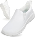 ZOVE Wide Toe Box Shoes Women Wide Width Waterproof Leather Hands Free Nursing Sneakers Ultra Light Extra Wide Walking Sneakers Non-Slip Chef Diabetes Nurse Work Shoes