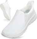 ZOVE Wide Toe Box Shoes Women Wide Width Waterproof Leather Hands Free Nursing Sneakers Ultra Light Extra Wide Walking Sneakers Non-Slip Chef Diabetes Nurse Work Shoes