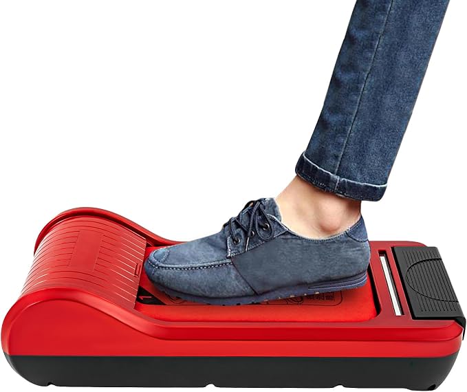 Automatic Shoe Covers Dispenser Machine,Foot-operated Shoe Film Machine with 1 Rolls Disposable Covers Non-slip Waterproof Shoe Wrapping Machine for Home, Offices, Factories,Shop,Red