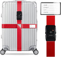 Veki Cross Luggage Straps Set TSA Approved with Lock Adjustable Travel Suitcase Belts Suitcase Tags with Name ID Card Packing Straps for Suitcases Strap Travel Accessories (Red 1pcs)