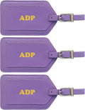 Personalized Monogrammed Leather Luggage Tags - 3 Pack