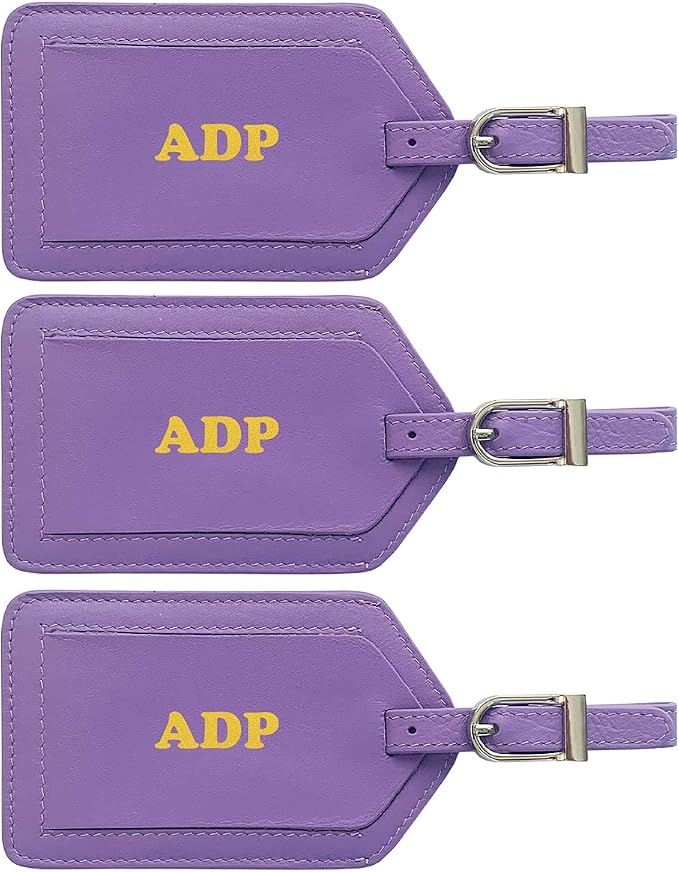 Personalized Monogrammed Leather Luggage Tags - 3 Pack