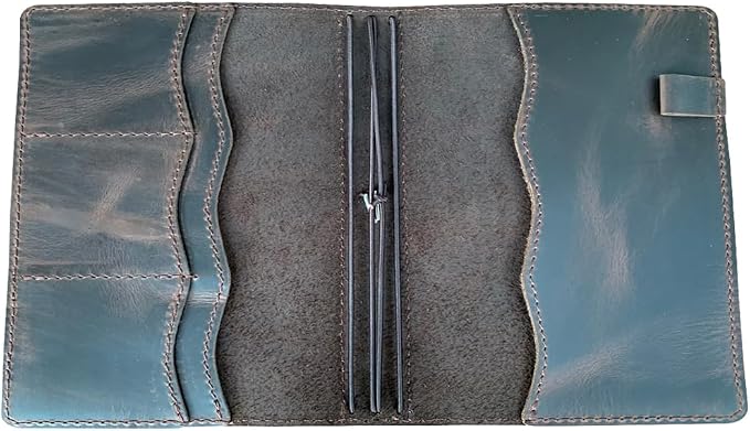 Travelers Notebook Cover with Inner Pockets, Card Slots and Pen Holder, B6 Size, Dark Brown