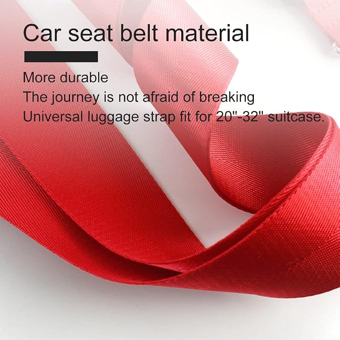 Veki Cross Luggage Straps Set TSA Approved with Lock Adjustable Travel Suitcase Belts Suitcase Tags with Name ID Card Packing Straps for Suitcases Strap Travel Accessories (Red 1pcs)