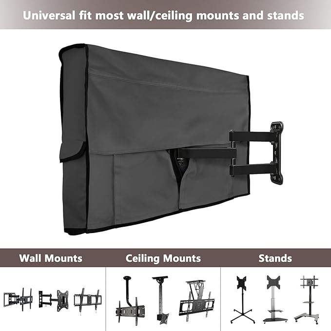 ULTCOVER Waterproof Outdoor TV Cover for 42-45 inch Outside Flat Screen Televisions with Mounts and Stands, Black