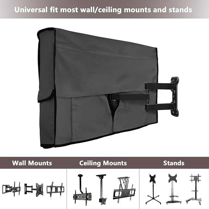 ULTCOVER Waterproof Outdoor TV Cover for 71-75 inch Outside Flat Screen Televisions with Mounts and Stands, Black