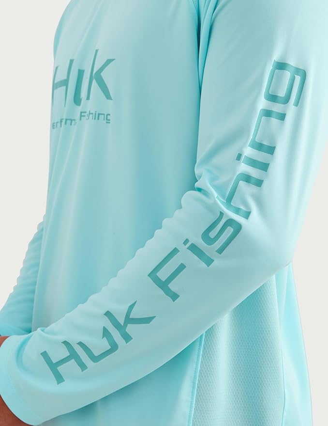 HUK Mens Pursuit Vented Long Sleeve Hoodie, Fishing Shirt with Hood
