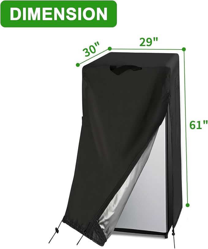 Refrigerator Cover, Waterproof&Dustproof Cover for Protecting Upright Freezers/Beverage Refrigerator-Suitable for Cold Rooms(29"W x 30"D x 61"H)