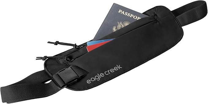 Eagle Creek Undercover RFID Money Belt – Slim Travel Waist Pouch with RFID Blocking – Secure Passport, Cards & Cash – Adjustable Strap – Lightweight & Discreet – Black