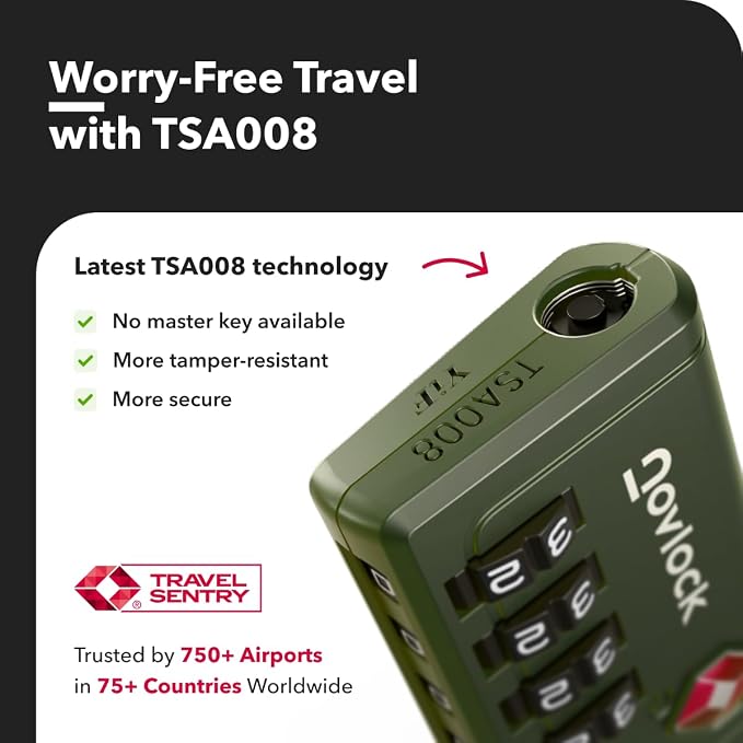 Luggage Locks TSA Approved with Inspection Indicator and Resettable 4-Digit, Easy-to-Read Combination, TSA Locks for Luggage, Suitcases, Backpacks & Travel Bags, Green, 2-Pack