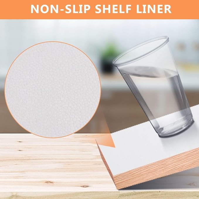 WochiTV Shelf Liner for Cabinets, Drawer Non Adhesive Non Slip Foam Mat for Kitchen, Pantry, Bathroom, Cupboard, Garage, Closet, Shelves, Drawer, Tool Box, White 23.6 x 354 inches