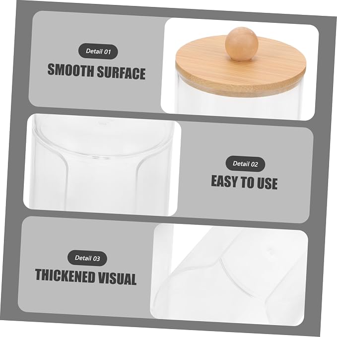 2pcs Makeup Cotton Organizer Lid Portable Round Container for Cotton Pads and Puff Storage Elegant Household Storage for Vanity and Bathroom