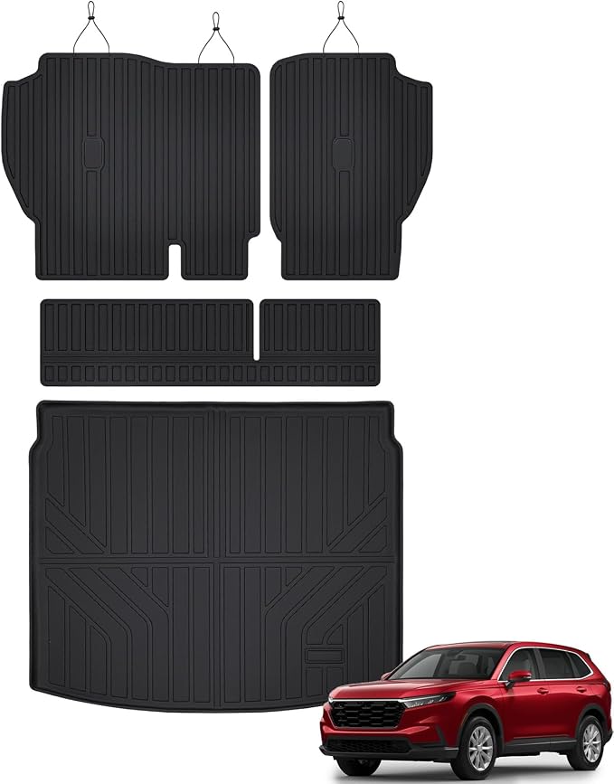 Auxko All Weather Upper Cargo Mat with Backrest Mat Fit for Honda CRV 2023 2024 2025 2026 TPE Accessoris All Season Guard Odorless Anti-Slip Black