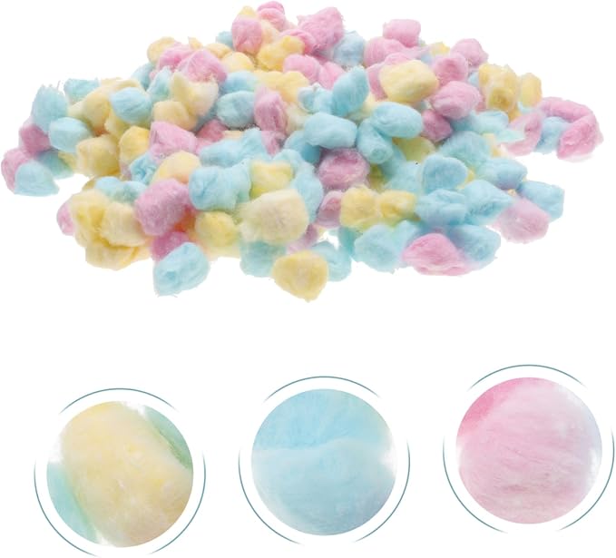 CALLARON 1Pack Colored Cotton Balls for Soft Absorbent Face Cleaning Supplies for Newborn Skin Makeup Removal Craft Projects