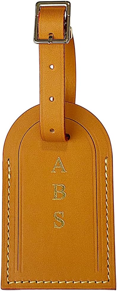 Vachetta Leather Personalized Luggage Tags Customized Charms for suitcases Monogram Tags Initials on Tags Premium Leather Unique Travel Gifts for Speedy Neverfull Handbags(Model A)