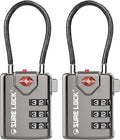 SURE LOCK TSA Approved Luggage Locks with Open Alert Indicator, 3 Digit Combination Cable Travel Lock for Suitcase, Backpack, Gym Locker, Toolbox & Travel Bag(Grey 2 Pack)