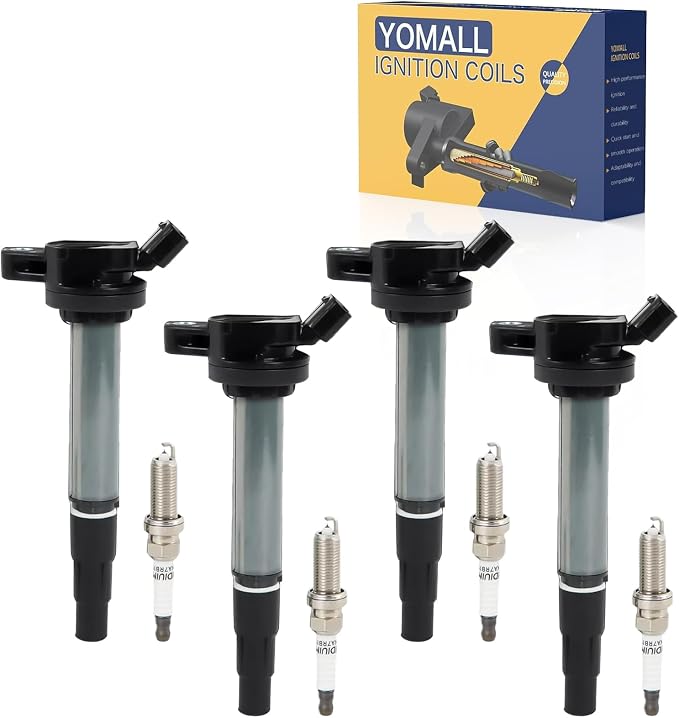 4PCS UF619 Ignition Coils & 4PCS Iridium Spark Plugs Ignition Coils Pack Fits for 2009-2017 Corolla, 2010-2015 Prius, 2012-2017 Prius V, 2011-2017 CT200h 1.8L 2.0L 2.4L, Aftermarket Parts