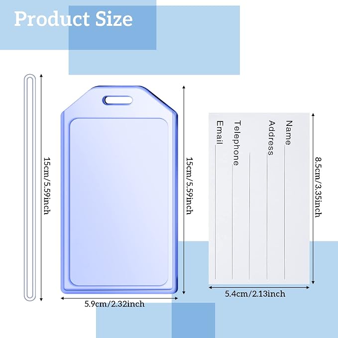 40 Pack Clear Cruise Luggage Tags with Loops Heavy Duty PVC Tag Suitcases Identification ID Card with Business Card Insert