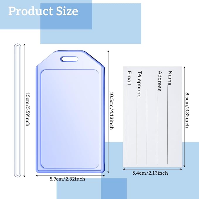 120 Pack Clear Plastic Luggage Tags with Loops Heavy Duty PVC Tag Suitcases Identification ID Card with Business Card Insert