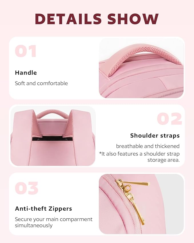 Arcoyard Rolling Backpack Carry On Luggage For Adults With Wheels, 40L Wheeled Backpack For Women, Travel Roller Backpack, Rolling Bag, Pink
