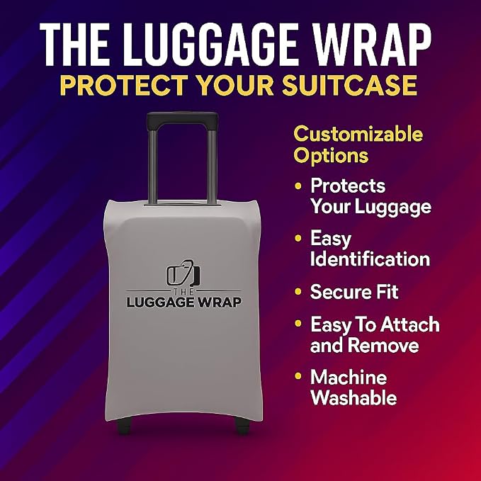 Small Graceful Gray Water-Resistant Luggage Covers for Suitcase TSA Approved for 19"-21" - Durable Patented Design Suitcase Covers for Luggage, Fundas para Maletas, Travel Accessories