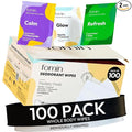 FOMIN Acidified Travel Deodorant Wipes For Women & Men - 100 Count - Variety Pack - pH Balanced, Mini Deodorant Travel Size Wipe - Plastic-Free, Individually Wrapped Underarm Body Wipes