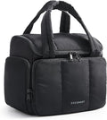 BAGSMART Travel Toiletry Bag for Women with Puffy Water-Resistant Fabric, Roomy Makeup Bag Organizer for Travel-Sized Toiletries & Accessories, Black