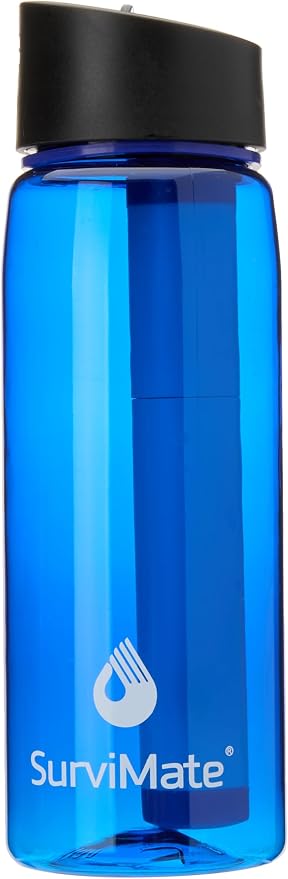 Survimate 5-Stage 0.01μm Ultra-Filtration Filtered Water Bottle, BPA-Free Material, NSF/ANSI 42 Certified, Portable Water Filter Bottle for Survival, Camping, Hiking, and Emergency Use