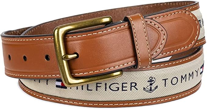 Tommy Hilfiger Men's Fabric Inlay Casual Belt With Classic Harness Buckle