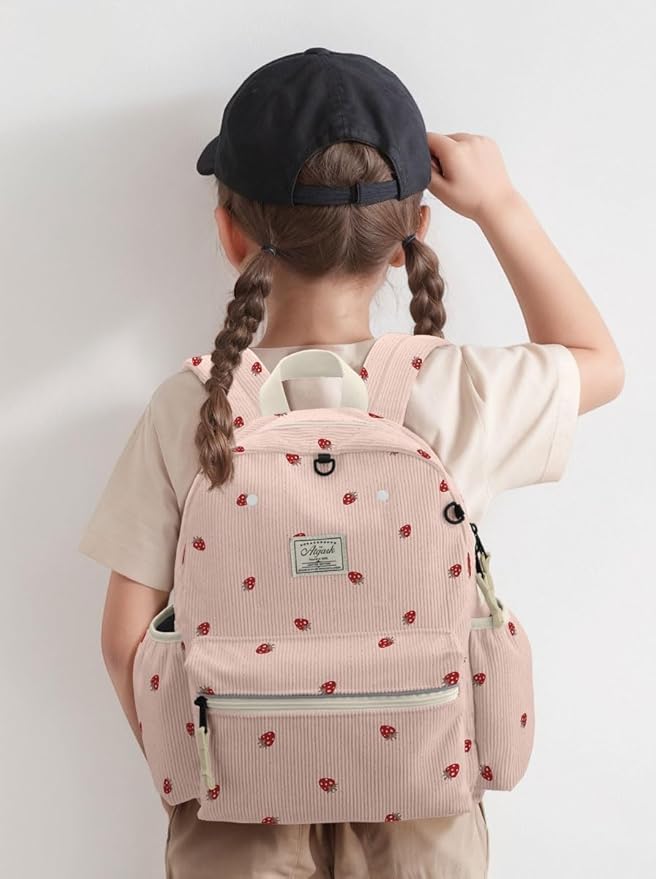 atgark Corduroy Toddler Backpack for Boys 2-5: Preschool Backpack for Boys Girls - Cute Kids Backpack for Boys 13.5" H Fit Folder